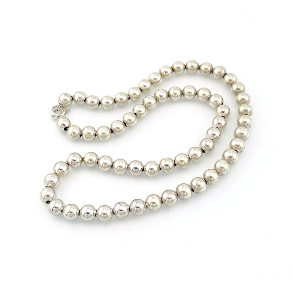 Vintage Sterling Silver Ball Bead Necklace 16 Inch Orb Choker 925